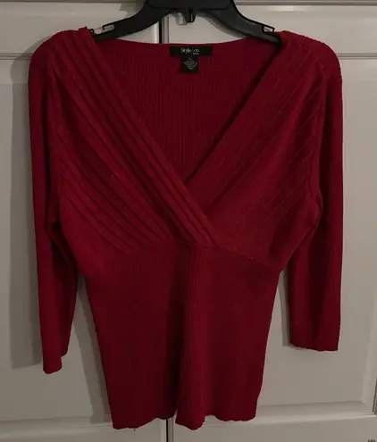 Style & Co  Silk‎ Wrap Blouse Womens PL silk Babydoll Y2K Sleek Office