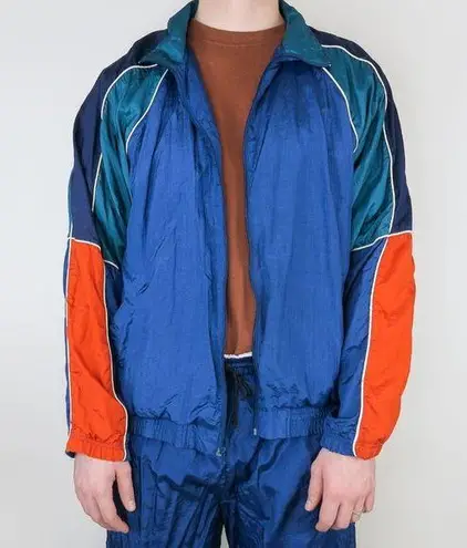 Vintage 90s Active Wear Colorblock Windbreaker Tracksuit Size XL