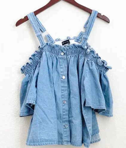 Fashion to figure FTF Off Shoulder Cold Shoulder Denim Blouse