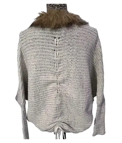 Military Hippie *SALE* Felicity Faux Fur Batwing Cardigan OS NWOT Oatmeal