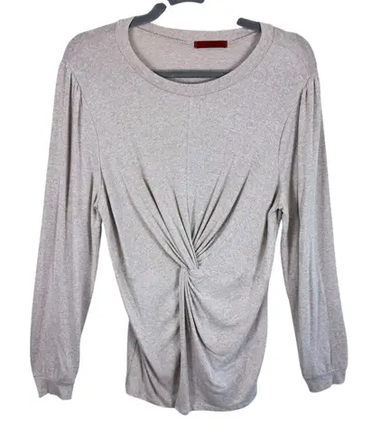 BKE Red Cream Lightweight Ruched Twisted Detail Pullover Sweater Size L Size L