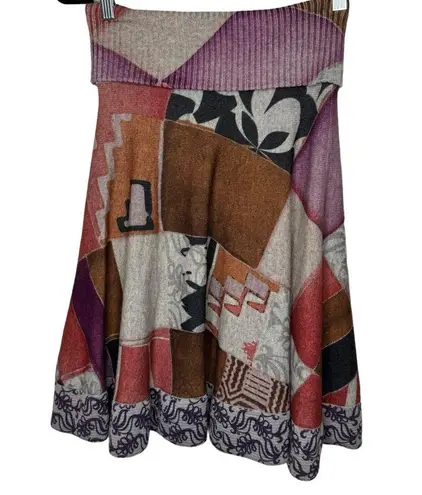Etro Art Deco Wool Cashmere Silk Skirt IT44 US 8 Purple
