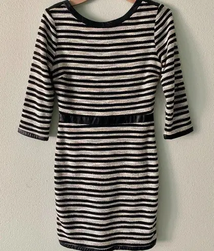 Tart Myra Striped Dress with Faux Leather Trim Size S