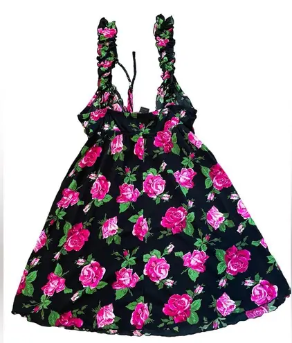 Smart & Sexy Sleepwear Vintage 90s Whimsygoth Romantic Rose Ruffle Slip Dress