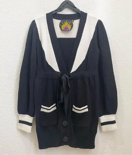 Twelve By Twelve Los Angeles Black & White Long Cardigan Sweater Size L