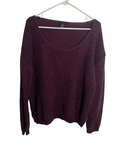 Calvin Klein Jeans Scoop Neck Sweater Purple Metallic L Size L