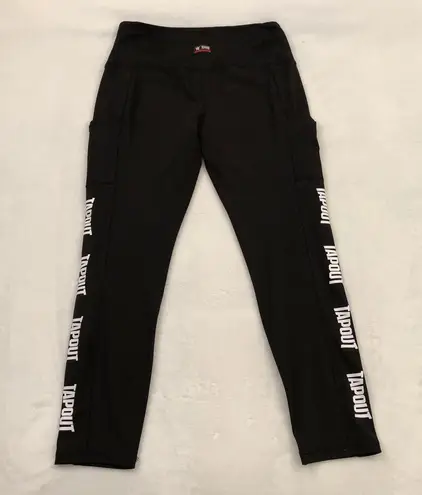 WWE Tapout Black Athletic Hiking Running MMA Yoga Pants Leggings Women’s Size L Size L