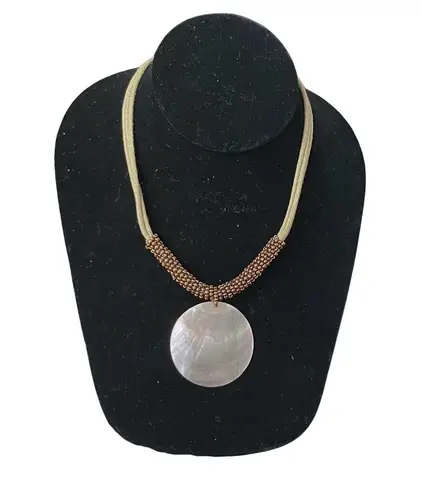 Lia Sophia Cord Beaded Necklace Shell Pendant Boho Vacation Cruise Y2K 15.5-19” - Image 3