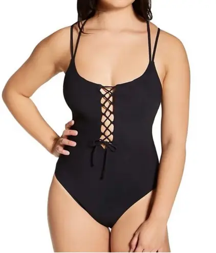 Skinny Dippers Swimsuit Size Large NEW Jelly Beans Suga Babe Lace Up Black NWOT