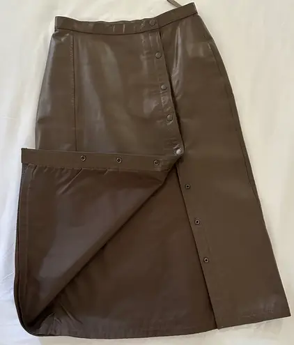 Vintage Genuine Brown Leather Skirt Junior Size 7/8 (Women's approx size 2