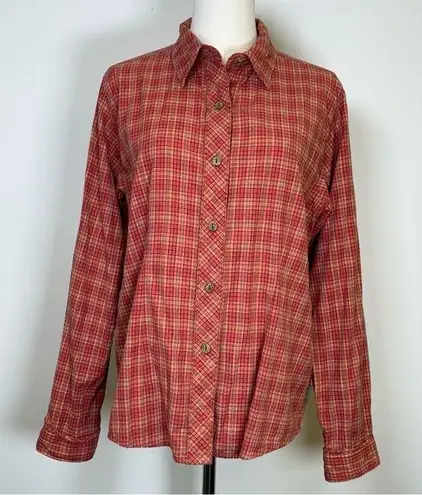 Woolrich ‘Katee’ Shirt Plaid Button Front 100% Cotton Women’s Size Medium
