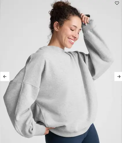 Beyond Yoga LuxeFleece Oversized Crewneck Sweatshirt Grey Sz L NF7947 Womens EUC