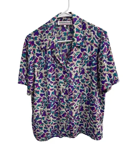 Westbound Vintage Abstract Print Button Up Shirt – Size 10 (M) – 80s/90s Retro B