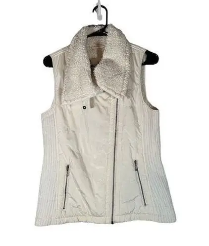 prAna White Quilted Faux Fur Lined Sleeveless Casual Vest Jacket Women Sz M