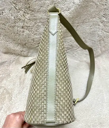 YSL RARE Vintage Woven Taupe Shoulder Bag Full Inclusion