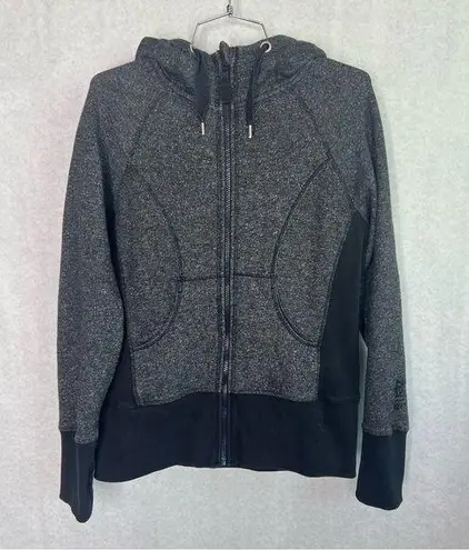 Zella  Jacket Women's Gray Black Mixed Media Hoodie Full Zip Ladies Medium