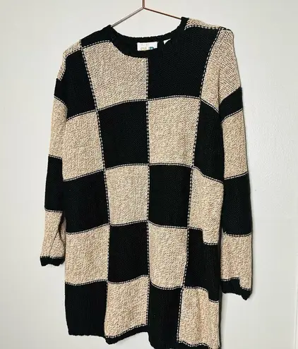 Vintage Paul Harris Black Checkered Shoulder Pad Oversized Sweater size Large