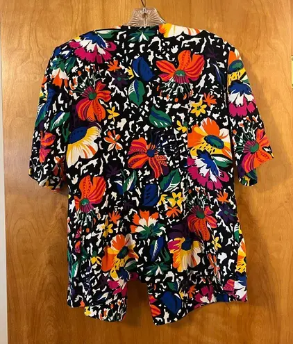 Tropical Flowers Pop Art to Wear Bold Hearts Blazer Jacket Vintage Size 11 12