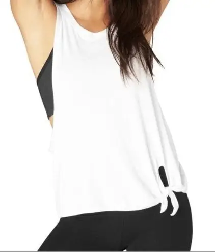 Beyond Yoga  Tie Front Muscle Tee White Size Small