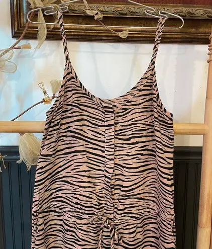Enza Costa Linen Strappy Animal Print Jumpsuit