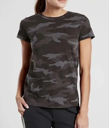Athleta  BLACK CAMO PRINT SHORT SLEEVE ORGANIC DAILY CREW TEE