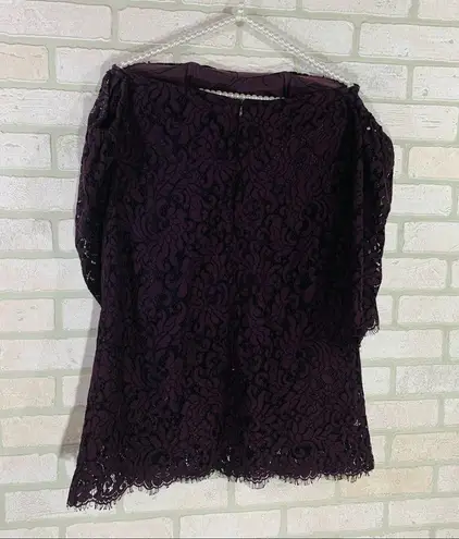 Cupcakes and Cashmere Adalira Off The Shoulder Lace Dress in Aubergine Size 2