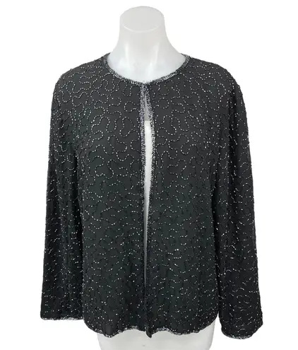 JMD New York Women's Black Beaded Formal Evening Party Jacket Coat Blazer Sz XL