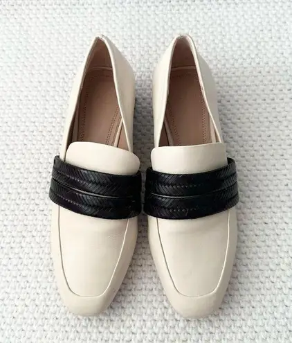 AD & Daughter Ivory Black Woven Band Corya Keeper Low Black Heel Loafer 6.5