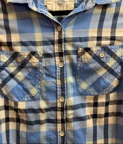 Arizona Jeans  Blue Plaid Casual Button Down Shirt