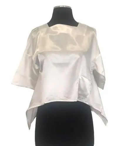 NWT CAARA Satin Silky White Cropped Top XS