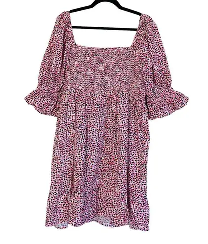 Eloquii  Elements Ruched Smocked Empire Waist Puff Sleeve Mini Dress Sz 18