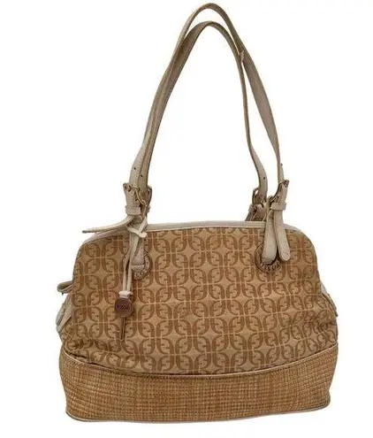 Fossil  Monogram Canvas Brown Shoulder Satchel Purse