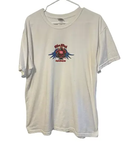 Vintage Y2K Bike Week Daytona Biker White Short Sleeve Graphic Tee shirt Size L