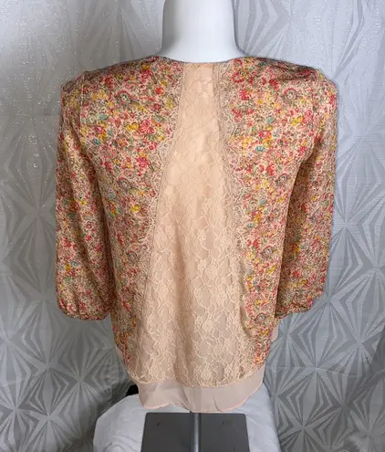 LC Lauren Conrad Peasant Top Peach Floral Flowy Layered Ciffon Boho