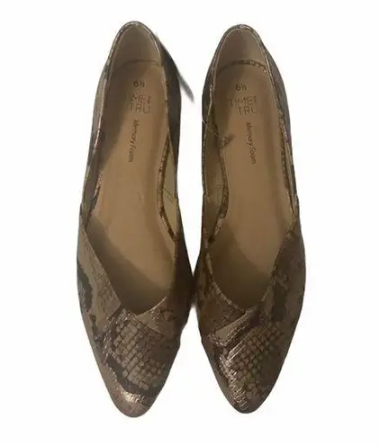 Time & Tru  Metallic Snake Print Flats thumbnail 1