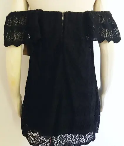 Cotton Candy LA Crochet Lace Black Off Shoulder Dress