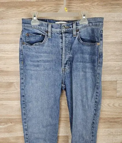 RE/DONE Originals High Rise Ankle Crop Stretch Buttonfly Raw Hem Jeans Womens 27