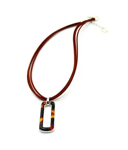 Ralph Lauren LAUREN  Leather Coil Link Pendant Necklace