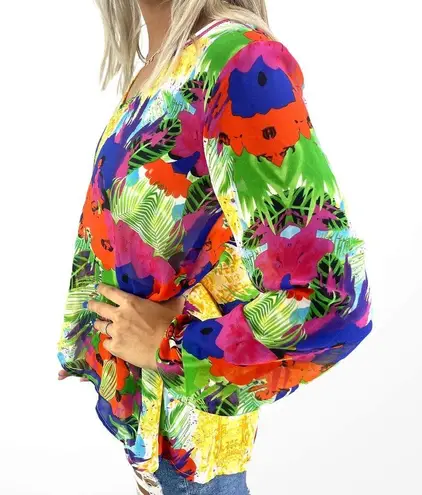 Eight Sixty  Long Sleeve Dolman Tropical Blouse