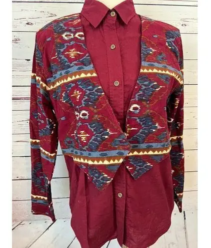 NWT Ozark Mountain Shirt Western Cowgirl Southwestern Vintage Medium Rodeo Women Red
