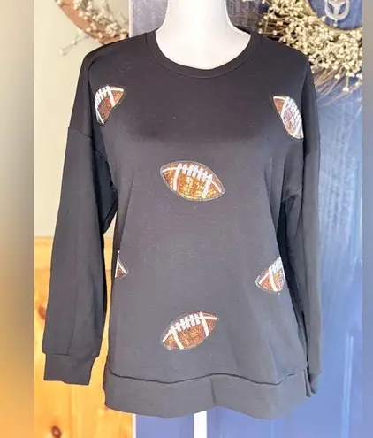 The Royal Standard Football Queen Sequin Sweatshirt size XS NWT Black