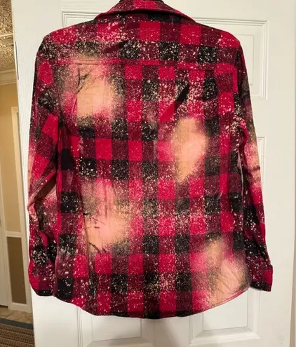 Bleached Red Flannel Shirt Size Large - Image 2