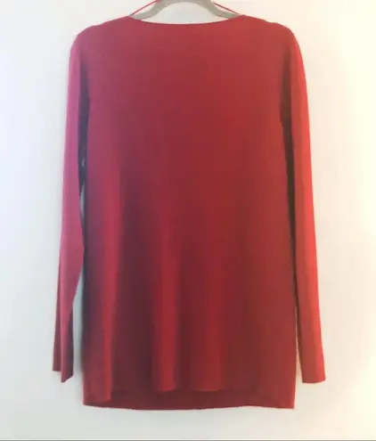 Lafayette 148 Sweater Red Ribbed Scoop Neck Sweater EUC Sz L? (SEE MEASUREMENTS)