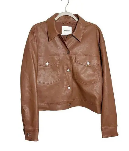 Wilfred  Free Gaze Vegan Leather Jacket Epicurean Brown Size Large Aritzia NEW