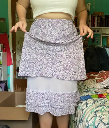 Notations Thrifted Purple Floral Midi Skirt