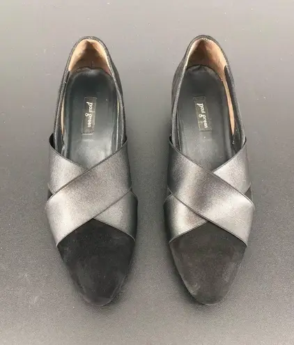 Paul Green Daniella Black Suede Crisscross Straps Covered Wedge Shoes Size 7/4.5
