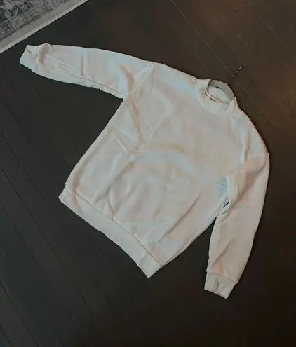 Lebina crew neck plain sweater with balloon sleeve in white Size XS