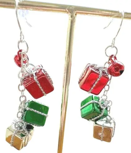Christmas Gift Earrings Dangle Hooks New Festive Presents Holiday Party … Red