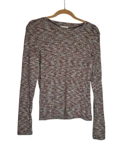 Evereve Rainbow Long Sleeve Crewneck Thermal T Shirt Size Small