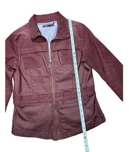 prAna  Women's Nadine Vino Burgundy Corduroy Zip Front Denim Jacket Sz S